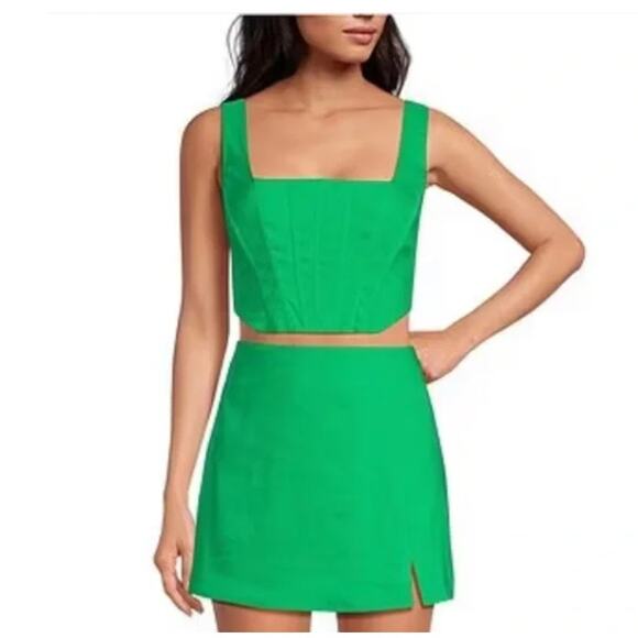 Gianni Bini Tops - Gianni Bini Michelle Linen Blend Square Neck Sleeveless Corset Top, Sz 8 -- NWT